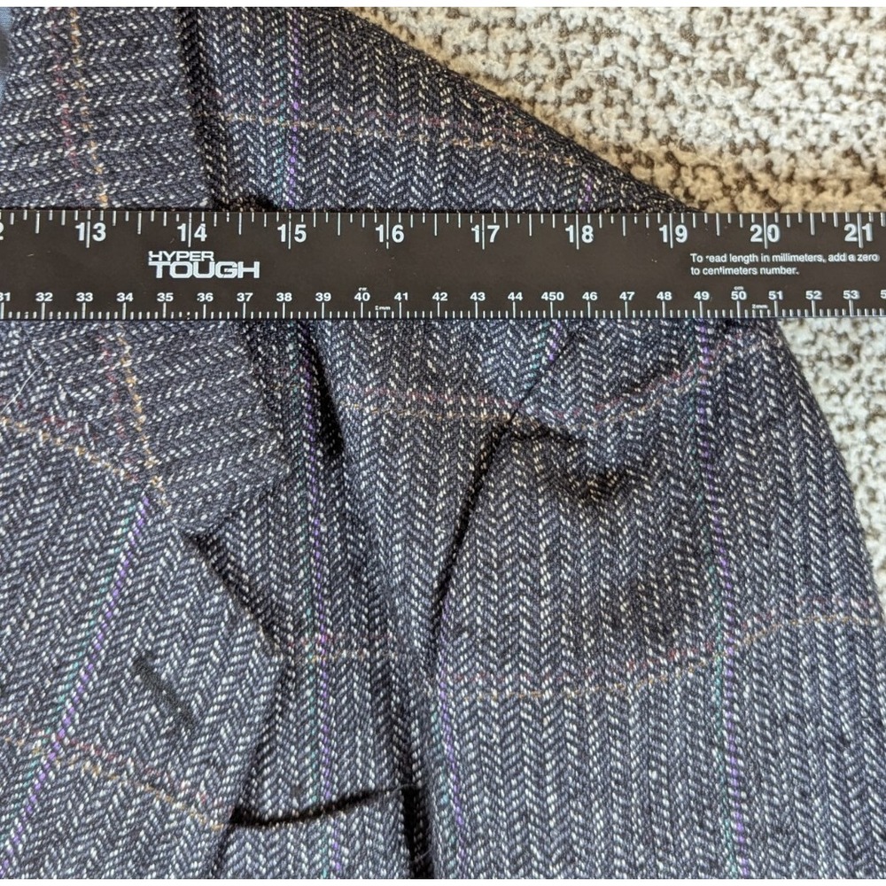 100 Percent Silk 2 Button Blazer Coat By Cellini Men's 40R Charcoal Windowpane - Picture 8 of 16
